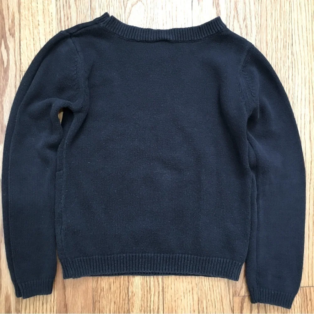Carter's tight knit little girls crew neck black pull over sweater